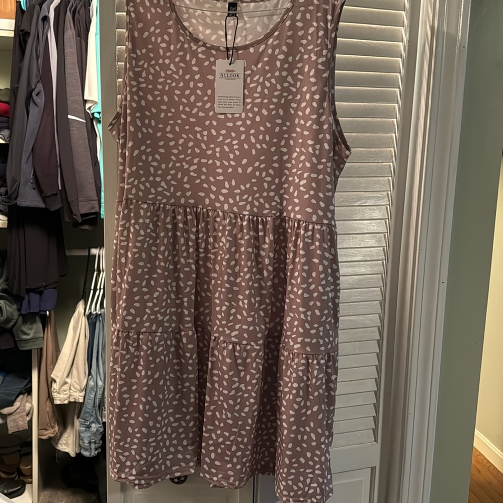 Summer dress. Tan and beige. Never worn.